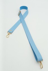 Angel Çanta Aksesuar Suni Deri Ayarlı Çanta Sapı 120X2.4 Cm Bebe Mavi Light Gold Metal - Angel Çanta Aksesuar