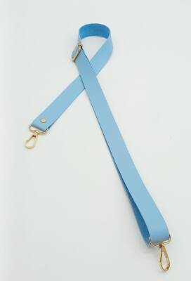 Angel Çanta Aksesuar Suni Deri Ayarlı Çanta Sapı 120X2.4 Cm Bebe Mavi Light Gold Metal - 1