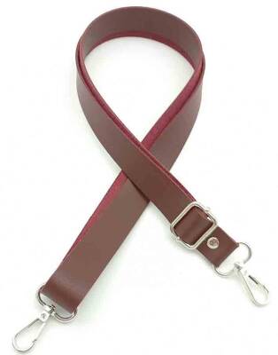 Angel Çanta Aksesuar Suni Deri Ayarlı Çanta Sapı 120X2.4 Cm Bordo Gümüş Metal - 1