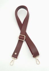 Angel Çanta Aksesuar Suni Deri Ayarlı Çanta Sapı 120X2.4 Cm Bordo Light Gold Metal - Angel Çanta Aksesuar