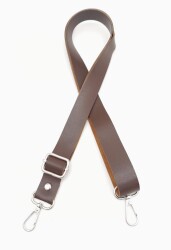 Angel Çanta Aksesuar Suni Deri Ayarlı Çanta Sapı 120X2.4 Cm Kahverengi Gümüş Metal - Angel Çanta Aksesuar