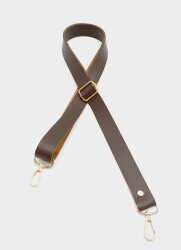 Angel Çanta Aksesuar Suni Deri Ayarlı Çanta Sapı 120X2.4 Cm Kahverengi Light Gold Metal - Angel Çanta Aksesuar