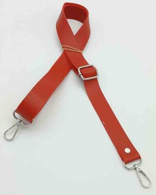 Angel Çanta Aksesuar Suni Deri Ayarlı Çanta Sapı 120X2.4 Cm Kırmızı Gümüş Metal - 1