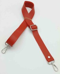 Angel Çanta Aksesuar Suni Deri Ayarlı Çanta Sapı 120X2.4 Cm Kırmızı Gümüş Metal - Angel Çanta Aksesuar