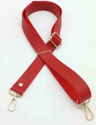 Angel Çanta Aksesuar Suni Deri Ayarlı Çanta Sapı 120X2.4 Cm Kırmızı Light Gold Metal - Angel Çanta Aksesuar