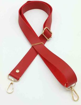 Angel Çanta Aksesuar Suni Deri Ayarlı Çanta Sapı 120X2.4 Cm Kırmızı Light Gold Metal - 1