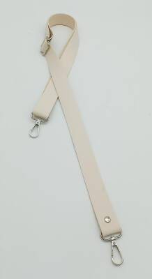 Angel Çanta Aksesuar Suni Deri Ayarlı Çanta Sapı 120X2.4 Cm Krem Gümüş Metal - 1