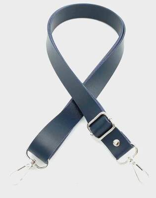 Angel Çanta Aksesuar Suni Deri Ayarlı Çanta Sapı 120X2.4 Cm Lacivert Gümüş Metal - 1