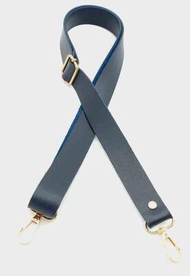 Angel Çanta Aksesuar Suni Deri Ayarlı Çanta Sapı 120X2.4 Cm Lacivert Light Gold Metal - 1