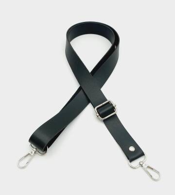 Angel Çanta Aksesuar Suni Deri Ayarlı Çanta Sapı 120X2.4 Cm Siyah Gümüş Metal - 1