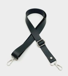 Angel Çanta Aksesuar Suni Deri Ayarlı Çanta Sapı 120X2.4 Cm Siyah Gümüş Metal - Angel Çanta Aksesuar