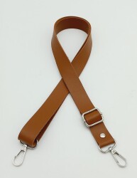 Angel Çanta Aksesuar Suni Deri Ayarlı Çanta Sapı 120X2.4 Cm Taba Gümüş Metal - Angel Çanta Aksesuar