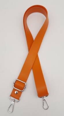 Angel Çanta Aksesuar Suni Deri Ayarlı Çanta Sapı 120X2.4 Cm Turuncu Gümüş Metal - 1