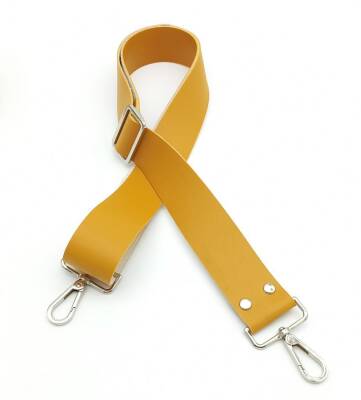 Angel Çanta Aksesuar Suni Deri Hardal 120X4 Cm Çanta Sapı Kalsap Gümüş Metalli - 1