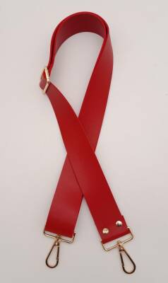 Angel Çanta Aksesuar Suni Deri Kırmızı 120X4 Cm Çanta Sapı Kalsap Light Gold Metalli - 1