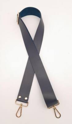 Angel Çanta Aksesuar Suni Deri Lacivert 120X4 Cm Çanta Sapı Kalsap Light Gold Metalli - 1