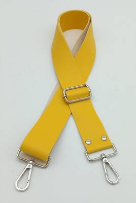 Angel Çanta Aksesuar Suni Deri Sarı 120X4 Cm Çanta Sapı Kalsap Gümüş Metalli - 1