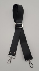 Angel Çanta Aksesuar Suni Deri Siyah 120X4 Cm Çanta Sapı Kalsap Gümüş Metalli - Angel Çanta Aksesuar