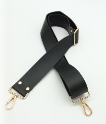 Angel Çanta Aksesuar Suni Deri Siyah 120X4 Cm Çanta Sapı Kalsap Light Gold Metalli - Angel Çanta Aksesuar