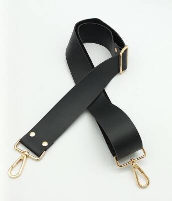 Angel Çanta Aksesuar Suni Deri Siyah 120X4 Cm Çanta Sapı Kalsap Light Gold Metalli - 1