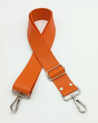 Angel Çanta Aksesuar Suni Deri Turuncu 120X4 Cm Çanta Sapı Kalsap Gümüş Metalli - Angel Çanta Aksesuar