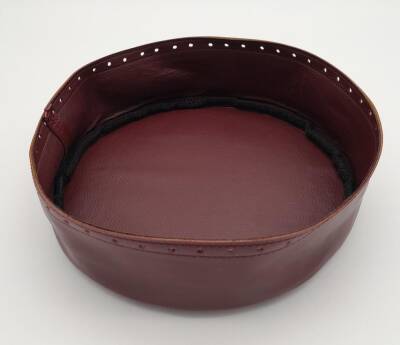 Angel Çanta Aksesuar Bordo Suni Deri 22 cm Yuvarlak Yüksek Çanta Tabanı Gümüş Metalli - 1