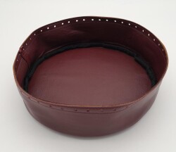 Angel Çanta Aksesuar Bordo Suni Deri 22 cm Yuvarlak Yüksek Çanta Tabanı Gümüş Metalli - Angel Çanta Aksesuar