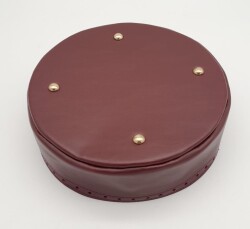 Angel Çanta Aksesuar Bordo Suni Deri 22 cm Yuvarlak Yüksek Çanta Tabanı Light Gold Metalli - 3