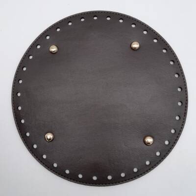 Angel Çanta Aksesuar Kahverengi Suni Deri 22 cm Yuvarlak Çanta Tabanı Light Gold Metalli - 1