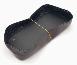 Angel Çanta Aksesuar Koyu Kahverengi Suni Deri 28x13 cm Yüksek Çanta Tabanı Gümüş Metalli - 2