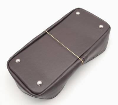 Angel Çanta Aksesuar Koyu Kahverengi Suni Deri 28x13 cm Yüksek Çanta Tabanı Gümüş Metalli - 3