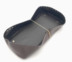 Angel Çanta Aksesuar Koyu Kahverengi Suni Deri 28x13 cm Yüksek Çanta Tabanı Light Gold Metalli - 2