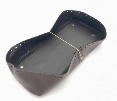 Angel Çanta Aksesuar Koyu Kahverengi Suni Deri 28x13 cm Yüksek Çanta Tabanı Light Gold Metalli - 2