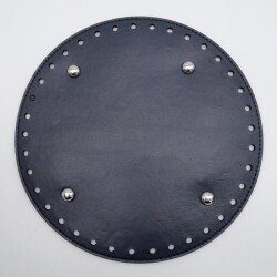 Angel Çanta Aksesuar Lacivert Suni Deri 22 cm Yuvarlak Çanta Tabanı Gümüş Metalli - Angel Çanta Aksesuar