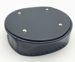 Angel Çanta Aksesuar Lacivert Suni Deri 22 cm Yuvarlak Yüksek Çanta Tabanı Gümüş Metalli - 3