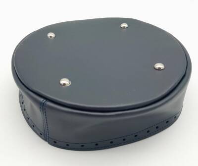 Angel Çanta Aksesuar Lacivert Suni Deri 22 cm Yuvarlak Yüksek Çanta Tabanı Gümüş Metalli - 3