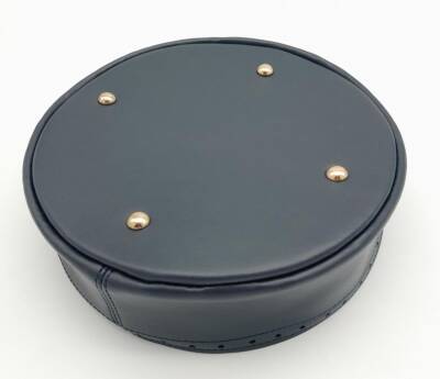 Angel Çanta Aksesuar Lacivert Suni Deri 22 cm Yuvarlak Yüksek Çanta Tabanı Light Gold Metalli - 3