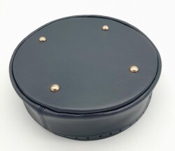 Angel Çanta Aksesuar Lacivert Suni Deri 22 cm Yuvarlak Yüksek Çanta Tabanı Light Gold Metalli - 3