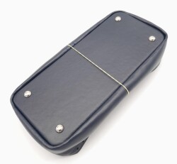 Angel Çanta Aksesuar Lacivert Suni Deri 28x13 cm Yüksek Çanta Tabanı Gümüş Metalli - 3