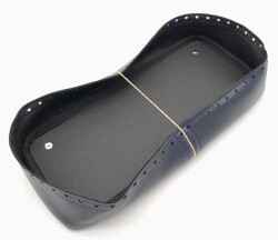 Angel Çanta Aksesuar Lacivert Suni Deri 28x13 cm Yüksek Çanta Tabanı Gümüş Metalli - 2