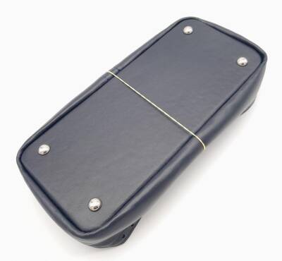 Angel Çanta Aksesuar Lacivert Suni Deri 28x13 cm Yüksek Çanta Tabanı Gümüş Metalli - 3