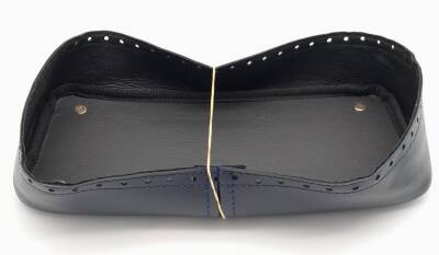 Angel Çanta Aksesuar Lacivert Suni Deri 28x13 cm Yüksek Çanta Tabanı Light Gold Metalli - 1