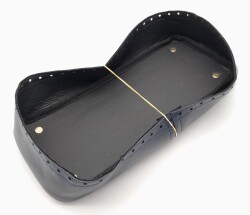 Angel Çanta Aksesuar Lacivert Suni Deri 28x13 cm Yüksek Çanta Tabanı Light Gold Metalli - 2