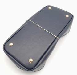 Angel Çanta Aksesuar Lacivert Suni Deri 28x13 cm Yüksek Çanta Tabanı Light Gold Metalli - 3