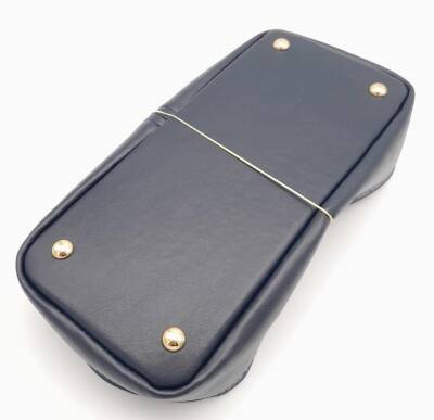 Angel Çanta Aksesuar Lacivert Suni Deri 28x13 cm Yüksek Çanta Tabanı Light Gold Metalli - 3