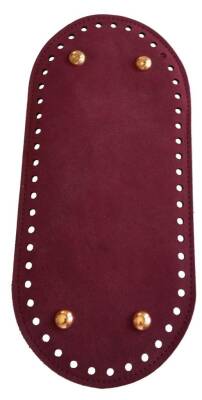 Angel Çanta Aksesuar Nubuk Deri, Bordo Renk Oval Taban 25X12 Cm Light Gold Metalli - 1