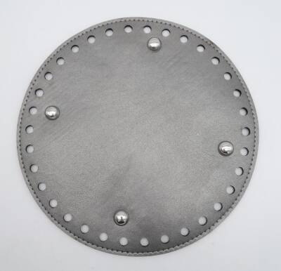 Angel Çanta Aksesuar Parlak Gri Suni Deri 20 cm Yuvarlak Çanta Tabanı Gümüş Metalli - 1