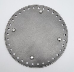 Angel Çanta Aksesuar Parlak Gri Suni Deri 20 cm Yuvarlak Çanta Tabanı Gümüş Metalli - Angel Çanta Aksesuar