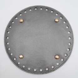 Angel Çanta Aksesuar Parlak Gri Suni Deri 20 cm Yuvarlak Çanta Tabanı Light Gold Metalli - Angel Çanta Aksesuar