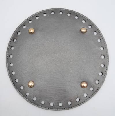 Angel Çanta Aksesuar Parlak Gri Suni Deri 20 cm Yuvarlak Çanta Tabanı Light Gold Metalli - 1